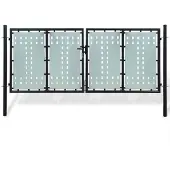 vidaXL Portail de clôture noir à une porte 300x125 cm
