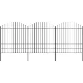 vidaXL Clôture de jardin avec lances (1.75-2)x5.1 m acier noir