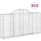 vidaXL Gabions 15 pcs voûtés 200x30x100/120 cm en fer
