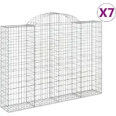 vidaXL Gabions avec arc surélevé 7 pcs. 200x30x140/160cm Fer galvanisé