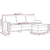 vidaXL Canapé à 3 places avec repose-pieds Gris 180 cm Similicuir