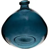 Atmosphera Vase rond en verre recycl? Bleu orage H 23 cm