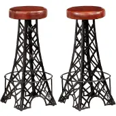 vidaXL Tabouret de bar 2 pcs. Cuir véritable