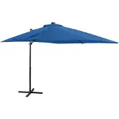 vidaXL Parapluie avec éclairage LED 250 cm bleu azur