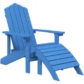 vidaXL Chaise de jardin Adirondack avec repose-pieds HDPE Aquablaude