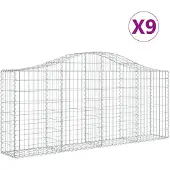 vidaXL Gabions avec arc surélevé 9 pcs. 200x30x80/100 cm Fer galvanisé