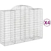 vidaXL Gabions avec arc surélevé 4 pcs. 200x50x140/160cm Fer galvanisé