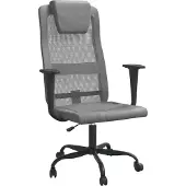 vidaXL Chaise de bureau , réglable en hauteur, gris, tissu maillé et similicuir