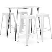 vidaXL Ensemble de bar 5 pièces blanc