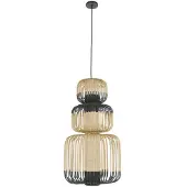 Forestier Suspension , Bamboo, dimmable, Noir, Salon / séjour, Bambou, Design