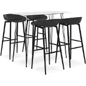 vidaXL Ensemble de bar 5 pièces blanc et noir
