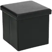 Atmosphera Pouf Carr? Noir - Coffre De Rangement Pliable