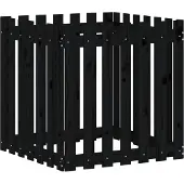 vidaXL Jardinière avec design de clôture noir 70x70x70 cm pin massif