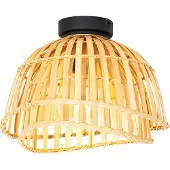QAZQA Plafonnier oriental noir avec bambou naturel 30 cm - Pua