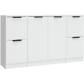 vidaXL Sideboards 3 pcs. Blanc Bois composite