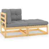 vidaXL Ensemble salon de jardin 2 pièces avec coussins pin massif