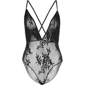 Leg avenue Body Deep V Floral Noir - Leg Avenue