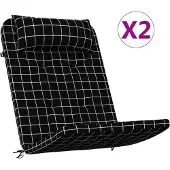 vidaXL Coussins De Chaise Adirondack Lot De 2 Carreaux Noir
