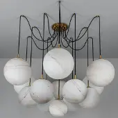 Schwung Spider Chandelier Marble | Lacquered Burnished Brass