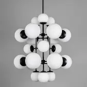 Schwung Chandelier Glow Opal | Black Gunmetal