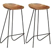 vidaXL Tabouret de bar 2 pcs. Bois massif acacia