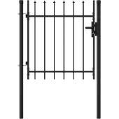 vidaXL Portillon simple porte avec dessus à pointe Acier 1x1 m Noir