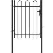 vidaXL Portillon simple porte avec dessus arqué Acier 1x1,2 m Noir