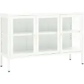 vidaXL Sideboard Blanc 105x35x70 cm Acier et verre