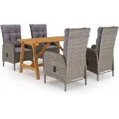 vidaXL Ensemble de jardin 5 pièces Gris