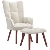 vidaXL Fauteuil relax avec pouf blanc crème velours