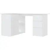 vidaXL Bureau d'angle Blanc 145x100x76 cm Bois composite