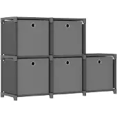 vidaXL Étagère d'affichage 5 cubes et boîtes Gris 103x30x72,5 cm Tissu