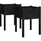 vidaXL Jardinières 2 pcs Noir 50x50x70 cm Bois de pin massif