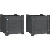 vidaXL Jardinières d'extérieur 2 pcs Gris 31x31x31 cm Bois de pin