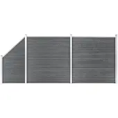 vidaXL WPC Clôture Set 2 Carrés + 1 Pente 446x186 cm Gris