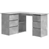 vidaXL Bureau d'angle gris béton 145x100x76 cm Bois composite