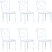 vidaXL Chaises de salle à manger 6 pcs. Blanc Caoutchouc Massif