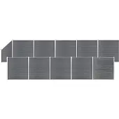 vidaXL Kit de clôture WPC 10 carrés + 1 pente 1830x186 cm Gris