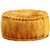 vidaXL Pouf Rond Velours 40x20 cm Moutarde