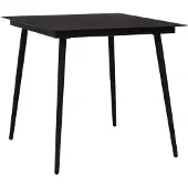 vidaXL Table de jardin noire 80x80x74 cm acier et verre