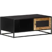 vidaXL Table basse 90x50x35 cm Bois de manguier rugueux