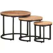 vidaXL Tables d'appoint 3 pcs Bois d'acacia solide