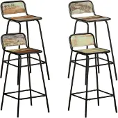 vidaXL Chaises de bar 4 pcs. Vieux bois massif