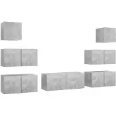 vidaXL Ensemble d'armoires TV 7 pièces gris béton Bois composite