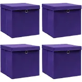 vidaXL Boîtes de rangement avec couvercles 4 pcs 28x28x28 cm Violet