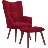 vidaXL Fauteuil relax avec pouf vin rouge velours