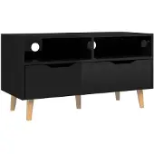 vidaXL Armoire TV noir brillant 90x40x48,5 cm Bois composite