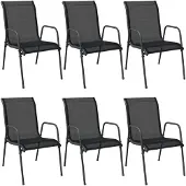 vidaXL Chaises de jardin lot de 6 Acier et textilène Noir