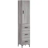vidaXL Highboard Gris Sonoma 34,5x34x180 cm Matériau dérivé du bois