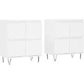 vidaXL Sideboards 2 pcs. Blanc Bois composite